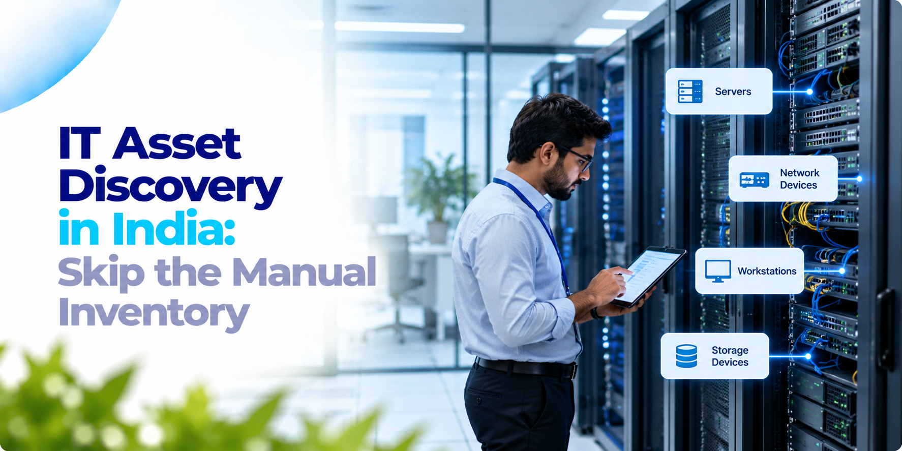 IT administrator reviewing an automatically discovered inventory of servers and network devices