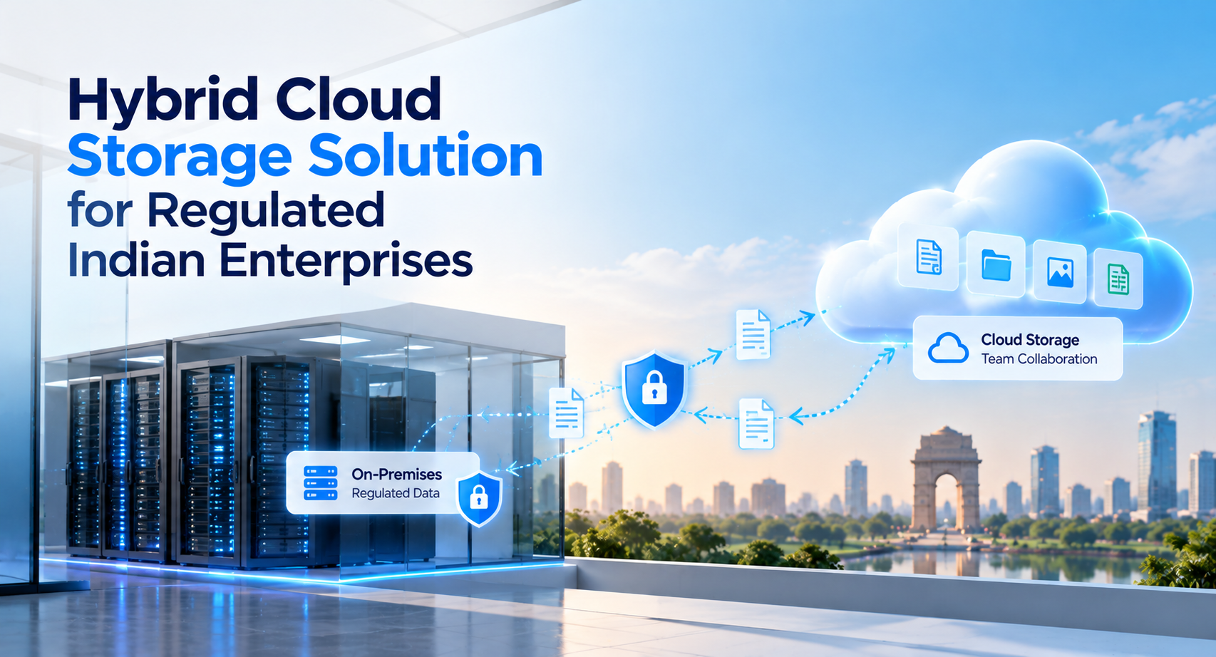Hybrid cloud storage solution for regulated Indian enterprises with secure data storage and centralized access controls