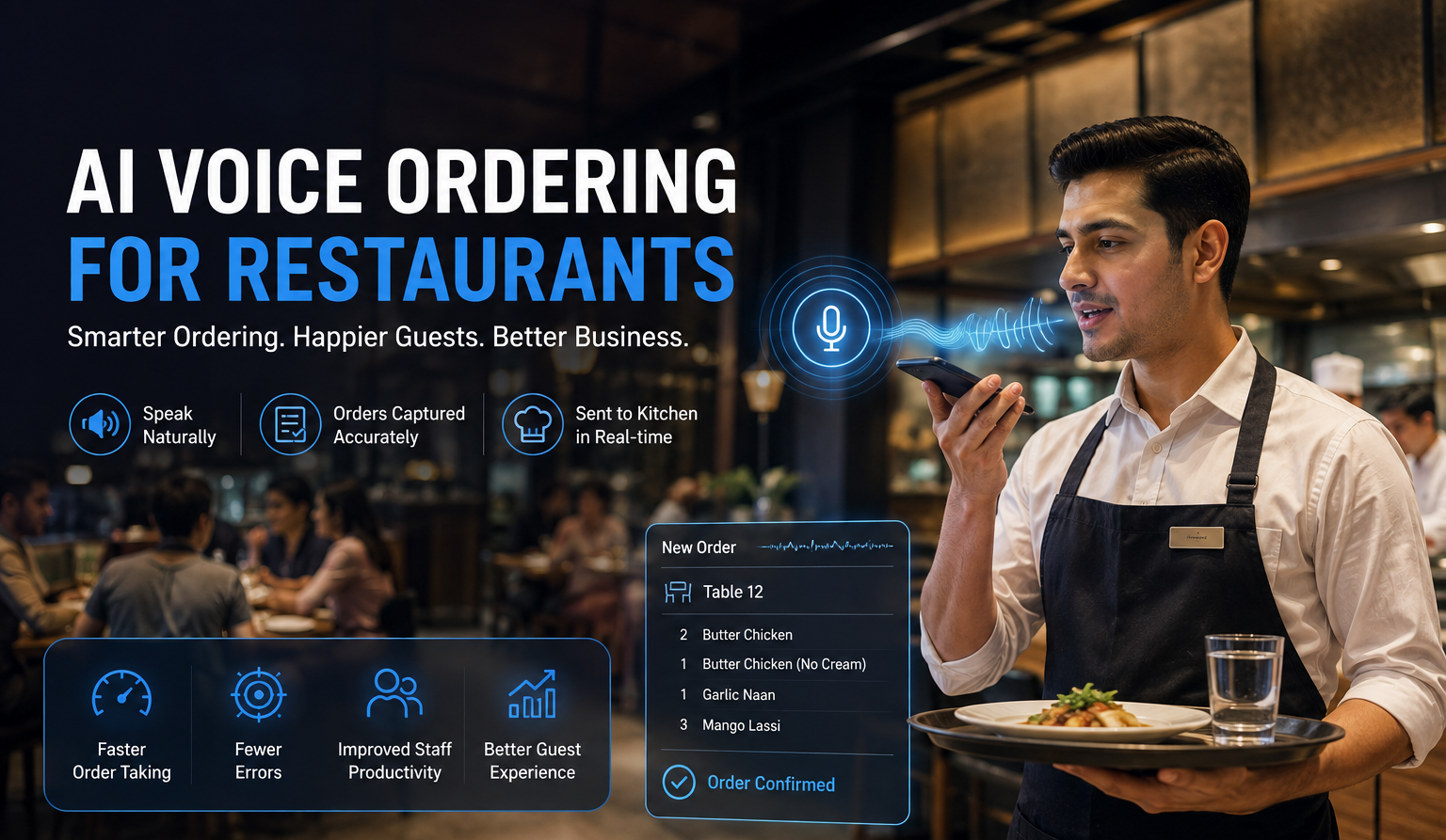 AI voice ordering system helping restaurant staff manage orders