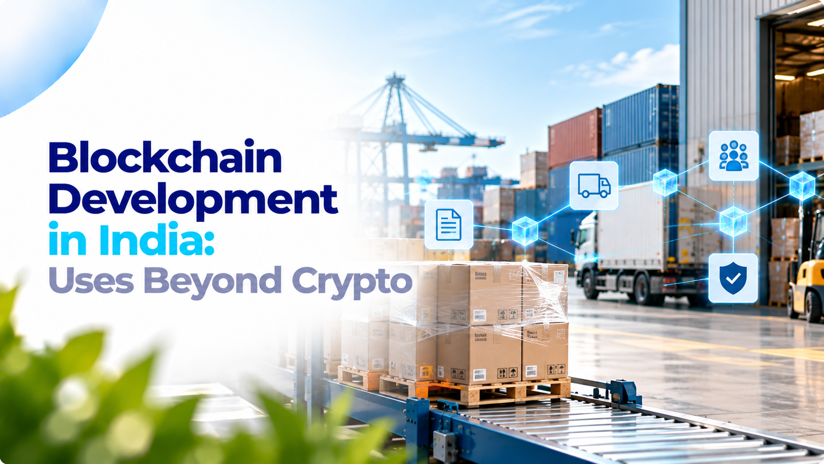 Business professionals reviewing blockchain-based document verification and supply chain records